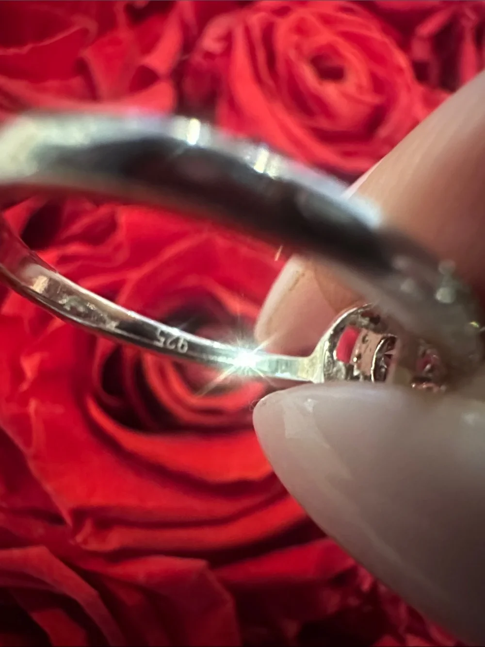 925 silver created stone halo Heart ring